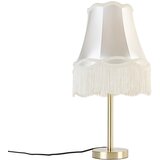 QAZQA Klasična namizna svetilka iz medenine z granny senčnikom krem 30 cm - Simplo | Shoptok.si