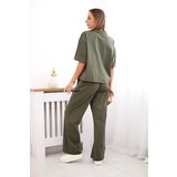 Kesi Włoski Punto set blouse + wide-leg pants khaki | Shoptok.si