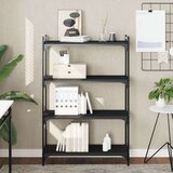  Regal za knjige s 4 razine crni 80x30x120 cm konstruirano drvo Cijene