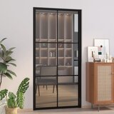 vidaXL Notranja vrata 102,5x201,5 cm črno ESG steklo in aluminij Cene