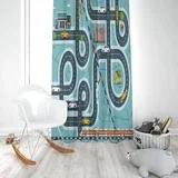 Dečiji draper auto staza plava (jedno krilo) - 140x250cm, D-018