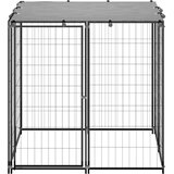 vidaXL Pesji boks črn 110x110x110 cm jeklo | Shoptok.si