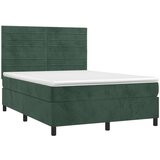  Krevet box spring s madracem LED tamnozeleni 140x200 cm baršun | shoptok.hr