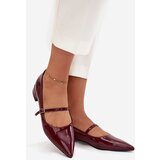 Boto Patent leather ballerinas with a delicate heel with strap Bordeaux Isvella | Shoptok.si
