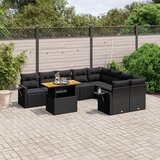 vidaXL 10-dijelni set vrtnih sofa s jastucima crni od poliratana | shoptok.hr