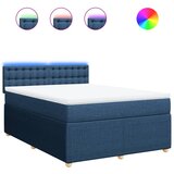 vidaXL Box spring postelja z vzmetnico modra 140x200 cm blago, (21310854) | Shoptok.si