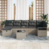  8-dijelna garnitura za vrt s jastučićima svjetlosiva Poly Rattan | shoptok.hr