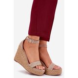 Boto Wedge Sandals For Women With Braiding Khaki Adelio | ePonuda.com