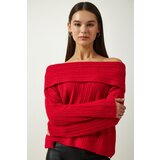 Happiness İstanbul Women's Red Madonna Collar Knitwear Sweater Cene