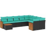 vidaXL 10-delni vrtni komplet sedežnih garnitur z blazinami črne barve poli ratan, (5000293521) | Shoptok.si