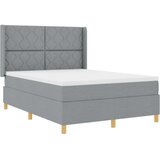vidaXL Postelja s podnožjem in vzmetnico ter LED lučko svetlo siva 140x190 cm, (22049123) | Shoptok.si