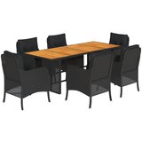 The Living Store Vrtna jedilna garnitura 7-delna z blazinami črna poli ratan - Vrtna Jedilna Garnitura, (21451427) | Shoptok.si