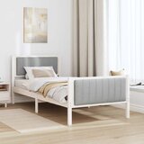  Okvir kreveta s uzglavljem Bijela i svijetlosiva 90 x 200 cm | shoptok.hr
