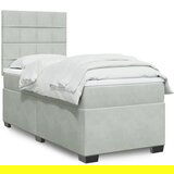 vidaXL Box spring postelja z vzmetnico svetlo siva 90x200 cm žamet | Shoptok.si