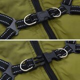 vidaXL Pasji plašč s pasom Nepremočljiv odsevni vojaško zelen 2XL | Shoptok.si