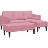 Vrtni kauč s klupom i jastucima L-oblika ružičasti luksuz Kauč za 3 osobe s Chaise L-oblika svijetlo ružičasti 160 cm luksuz K | shoptok.hr