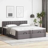 vidaXL Otomanski posteljni okvir z vzmetnicami siv 200x200cm um. usnje | Shoptok.si