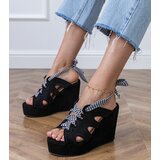 D/CEO Black wedge sandals with decorative lacing Lakota | Shoptok.si