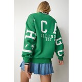  Women's Green Printed Oversized Sweatshirt Cene