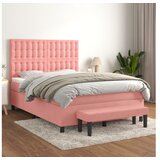 vidaXL Box spring postelja z vzmetnico roza 140x190 cm žamet Cene