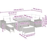 Sjedeća garnitura za vrt 9 kom. Siva poliratan 310 x 145 x 85 cm | shoptok.hr