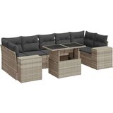 vidaXL 8-dijelni set vrtnih sofa od poliratana s jastucima svjetlosivi | shoptok.hr