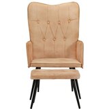 The Living Store Fotelj s stolčkom za noge krem iz platna - Fotelj, (21420439) | Shoptok.si
