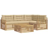 vidaXL Zunanja garnitura za sedenje 6 pcs Bela in bež Poliester, (5000281479) | Shoptok.si