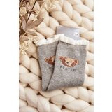 Aura.via Thick Cotton Socks With Bear Light Grey | shoptok.hr