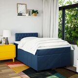 vidaXL Box spring postelja z vzmetnico modra 120x190 cm blago, (21309520) | Shoptok.si