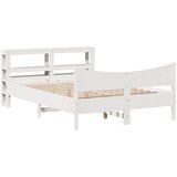 vidaXL Posteljni okvir z vzglavjem bel 150x200 cm trdna borovina, (21322525) | Shoptok.si