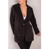 armonika Women's Black Single Button Velvet Jacket cene