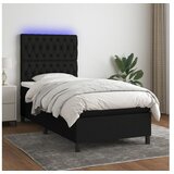  Box spring postelja z vzmetnico LED črna 100x200 cm blago | Shoptok.si