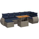  Vrtna garnitura - 8-dijelni set vrtnih sofa od poliratana s jastucima sivi - Siva 1 | shoptok.hr
