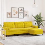 vidaXL Trosjed s tabureom žuti 210 cm baršunasti | shoptok.hr