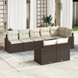 vidaXL 8-delni vrtni jedilni set z blazinami rjava poly ratan | Shoptok.si