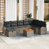 vidaXL 9-komadni vrtni sofa set s jastučićima siva Poli ratan Cijene