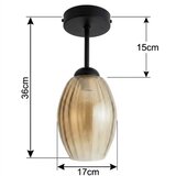 Brilagi LED plafonski luster R GLASS 1xE27/60W/230V prečnik 17 cm crna/dimljeno bež Slike