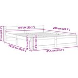  Okvir za krevet od masivne borovine bijeli 150 x 200 cm king | shoptok.hr