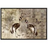  Slika - Retro Cranes (1 Part) Wide 60x40 U crnom drvenom okviru | shoptok.hr