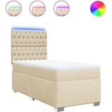  Krevet s oprugama i madracem krem 100 x 200 cm od tkanine | shoptok.hr