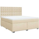 vidaXL Box spring postelja z vzmetnico krem 180x200 cm blago | Shoptok.si