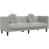 Maison Chic kavč - Sofa - Kanape trosed z blazinami svetlo siv žamet, (21727397) Cene