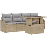 vidaXL 5-dijelni set sofa za vrt s jastučićima bež poli ratan, dvosed sofa za vrt s odlaganjem i jastučićima bež poli ratan Cijene