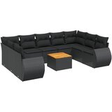  10-dijelni set vrtnih sofa s jastucima crni od poliratana Crna 70 x 62 x 69 cm | Shoptok.si