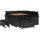 vidaXL 8-dijelni vrtni sofa set s jastučićima crni poli ratan akacija, dvosjedni vrtni kauč s pohranom i jastučićima crni poli ratan, 3-dijelni vrtni set za objedovanje s jastučićima crni poli ratan akacija Cijene