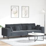 vidaXL Baršunasta sofa s jastukom s jastukom Tamno siva 208 cm Baršun | shoptok.hr