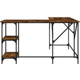 vidaXL Pisalna miza dimljeni hrast 139x139x75 cm inženirski les | Shoptok.si
