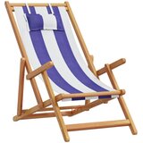  Sklopiva stolica za plažu plavo-bijela od eukaliptusa i tkanine | shoptok.hr