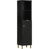 Maison Chic Kopalniška omarica - Kopalniški kabinet črna 38x33x160 cm trden mangov les, (21794847) | Shoptok.si